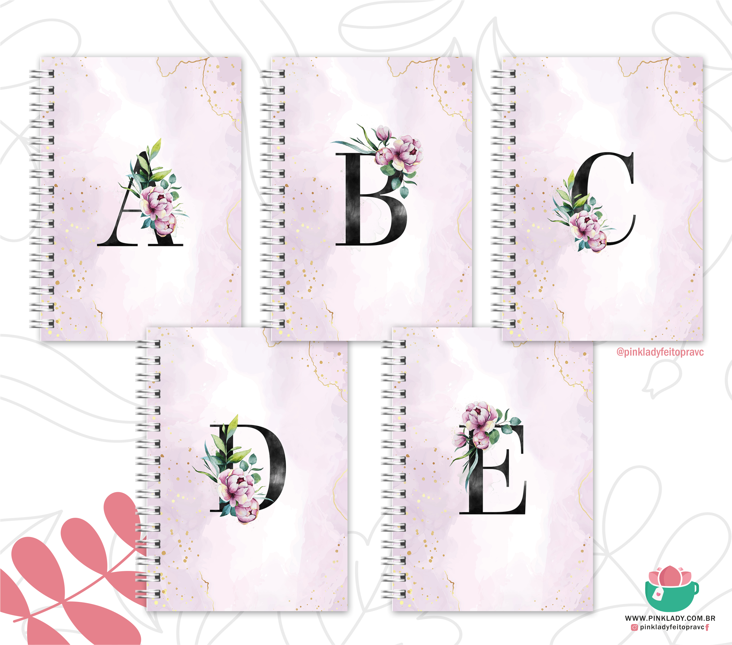 Cole O Monograma Per Nia Caderno Capa Dura Pink Lady